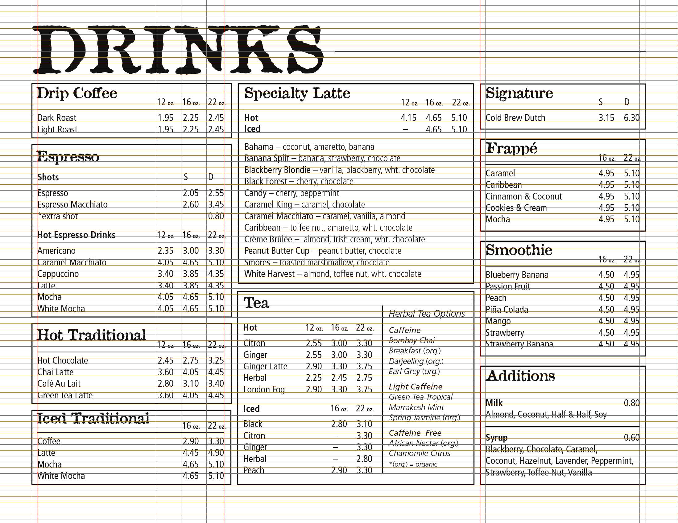 Grid on menu